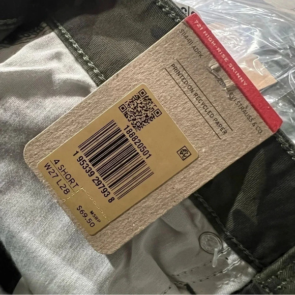 Levi’s 721 High-Rise Skinny Camouflage Jeans 4 Short W27 L28 NWT - Picture 6 of 7